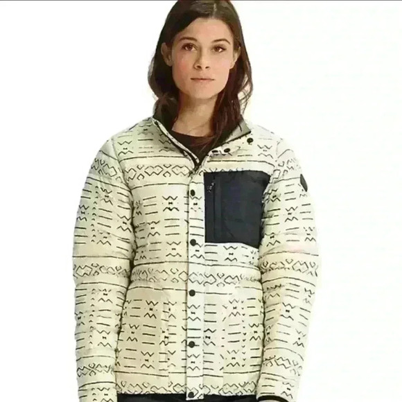 Burton Evergreen Down Collar Insulator Jacket cream and black, small puffer coat - Picture 6 of 7